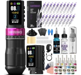 Tattoo Gun Kit With 2PCS 2300mAh Batteries for Beginners Artists 7 Adjustable Stroke