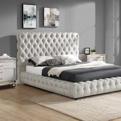 Queen Size Bed Frame Mattress Included  ✨  Upholstery BFrame    ✨  Cama Queen Size Colchon Incluido. 