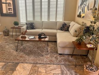Sofa and coffee tables.