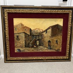 Oil Painting - Osso “Trastevere Roma 98” - on canvas with ornate custom frame