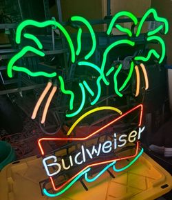 Vintage Tropical Budweiser Neon Sign