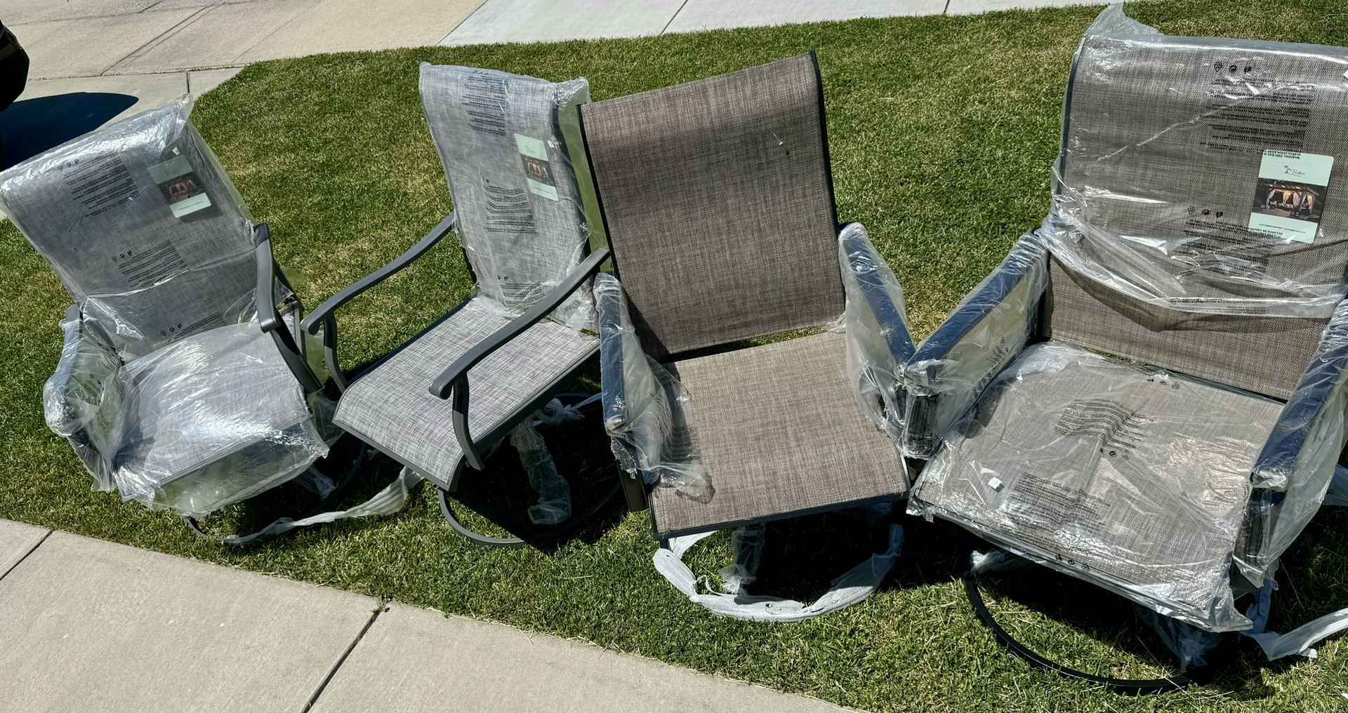 Patio Swivel Chairs Outdoor Textilene High Back Dining Ch