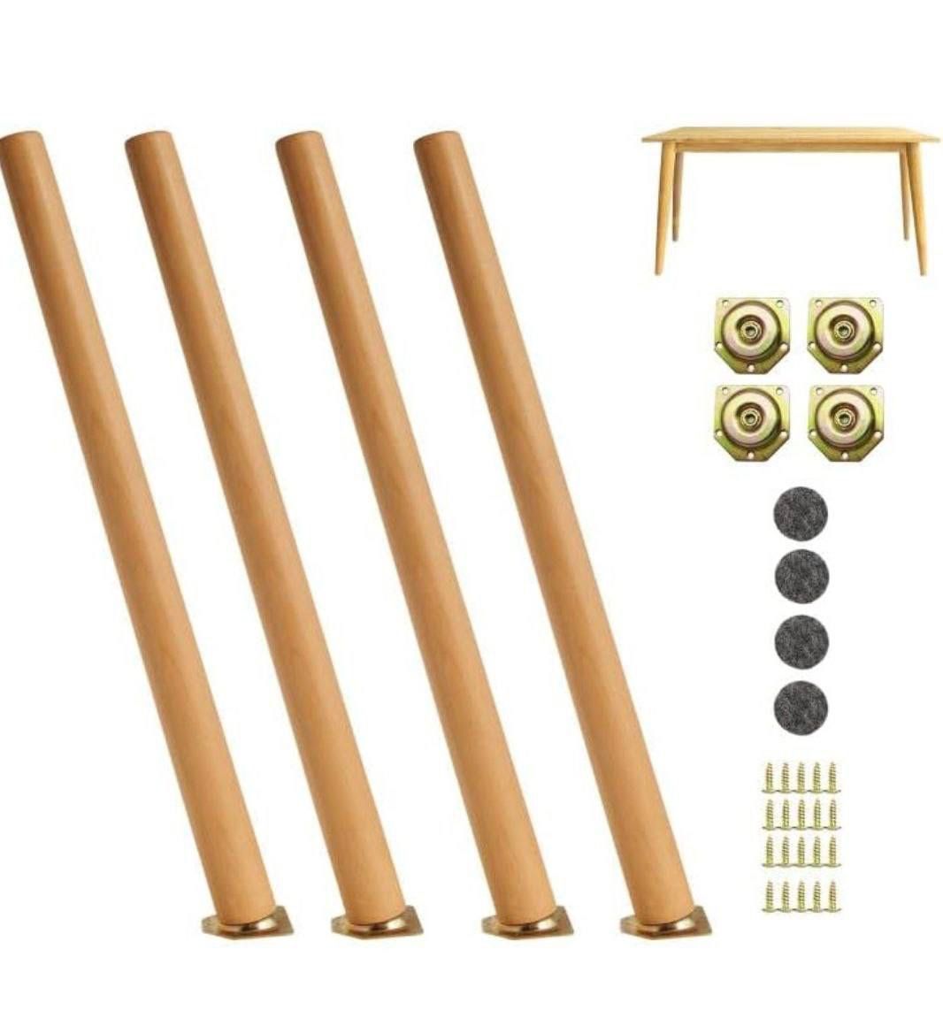 (New in Box) LIANGYUN 28inch Wooden Desk Legs Wood Table Legs Mid Century Modern Style Tapered Legs Suitable for Night Stand Legs Coffee Table Sofa De