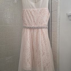 Girls Blush Lace Dress. Size 8