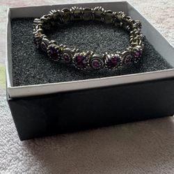 Vintage elegant purple and gun metal gray Women's Bracelet 