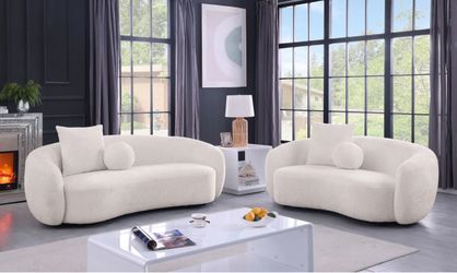 Curved Sofa Set in Beige or Light Gray New in Box