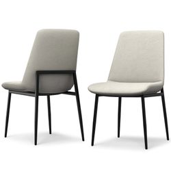 Simpli Home Modern Dining Chair Set of 2 – Light Grey Linen, NEW NIB