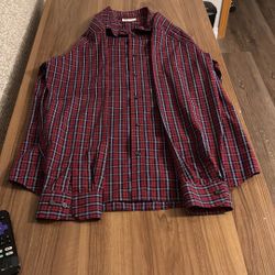 Comfortable Plaid Dress Shirt Size L