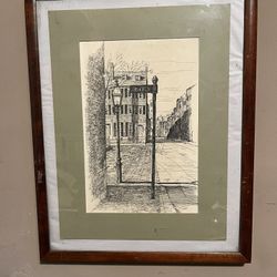 Framed 1962 Clark M. Goff Architectural Boston Street Scene Lithograph — Signed Mid-Century Print  ⸻  DESCRIPTION  Original mid-century architectural 