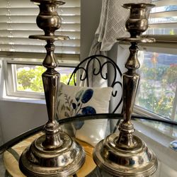 Silver Played Candlestick Pair