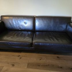 Brown Faux Leather Couch
