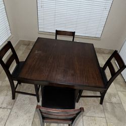 Wood Dining Room Table with 4 Chairs