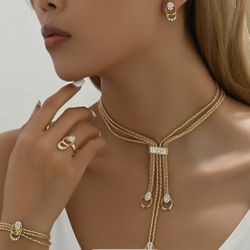 Necklace,bracelet,ring And Earrings Set 