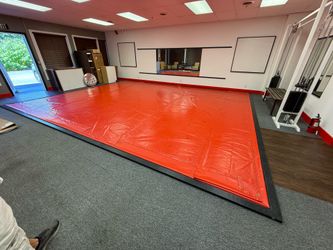 Martial arts padded mat with wood frame