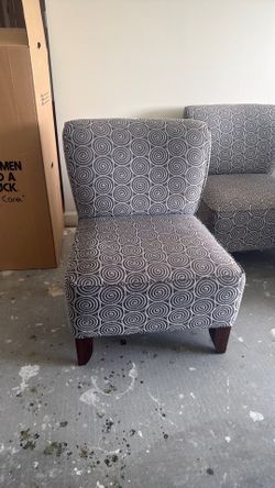 Blue and brown living room chairs, large size