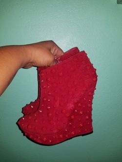 Red Sheik studded Booties..5 inch heel...Size 6 1/2 womens..Really cute!