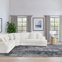 Emberson Three Piece Upholstered Modular Sectional Sofa Ivory On Sale 🇺🇸