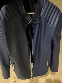 Blue Leather Jacket Brand New 