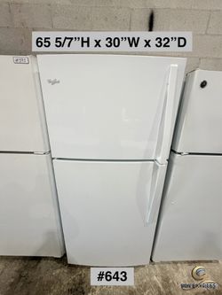 Whirlpool refrigerator top and bottom 30”W (#643)