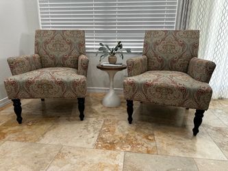 Pair of Paisley Upholstered Accent Chairs