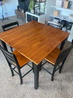 Bar Height Wood Dining Table with 4 Chairs