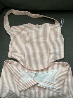 Pink Striped Crop Top and Skirt Set