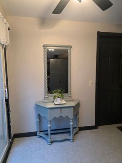 ​Designer Ethan Allen Console Table & Mirror Set – Custom Artisan Finish