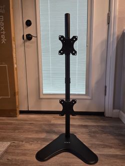 VIVO Dual Monitor Desk Stand Free-Standing LCD Mount, Holds in Stacked Vertical Position 2 Ultrawide Screens up to 34 inches,