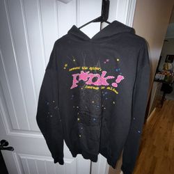 Sp5der P*NK Hoodie Black w/ Pink Graphic – Authentic Streetwear Pullover