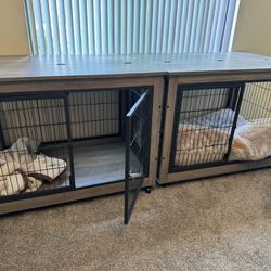 Two Rustic Grey Dog Crates 