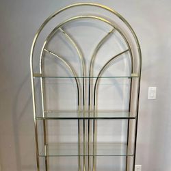 Vintage Boho MCM Retro Jungalow Brass Gold Etagere Shelf Stand