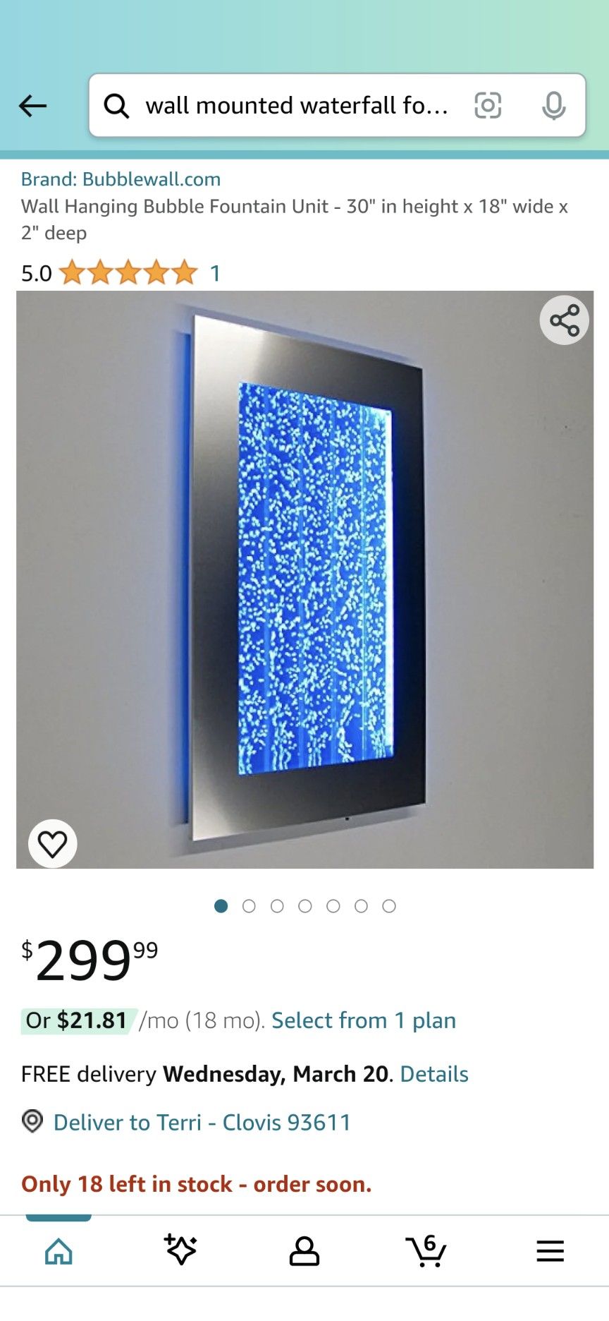 Bubble Wall/Water Fall New Never Used