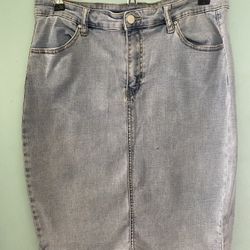 L/XL Jean Skirt, Knee Length, Modest, Falda De Mesclilla