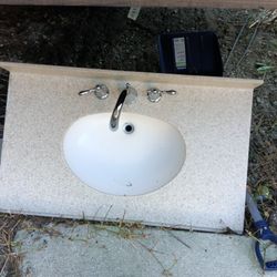 36inch Sink With Faucet And Attachments And Side Wall Tile