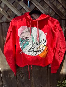 Disney Baby Yoda crop top  sweater  size Large