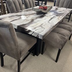 Modern Marble Dining Table Set6pc set