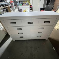 White Dresser With Black Handles 