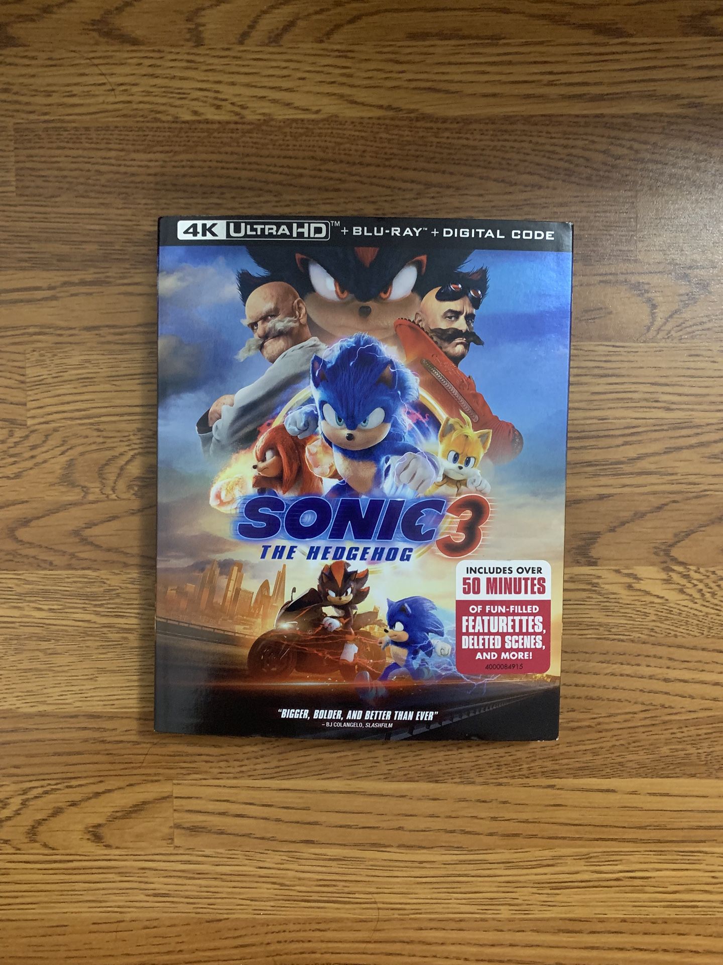 Sonic The Hedgehog 3 4K UHD Blu-ray Combo Pack (4K UHD Blu-ray + Blu-ray + Digital Code)