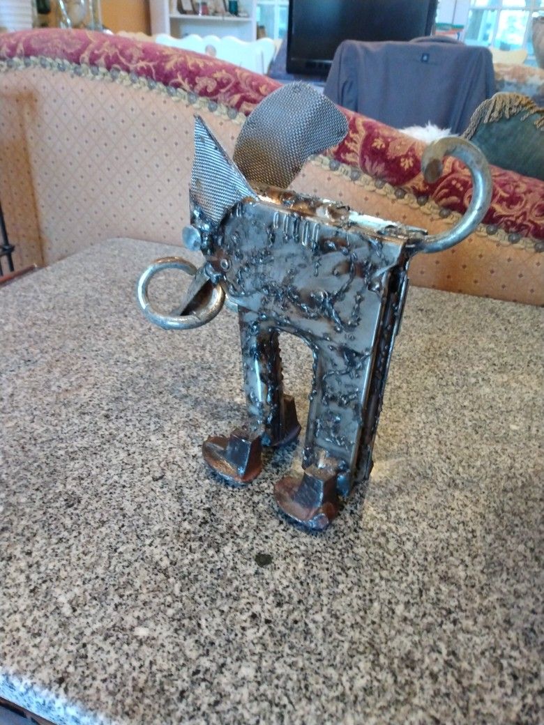 Folk Art Elephant Made Out Of Staplers