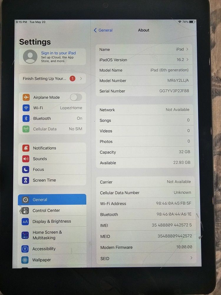 Ipad 6th Gen 32gb Black Cellular