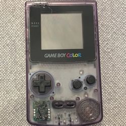 Game Boy Color - Clear Atomic Purple - working.Charger, Car Charger and 2 Lights