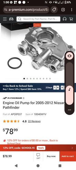 A-Premium Engine Oil Pump for 05-12 Nissan Pathfinder, Xterra, and Frontier