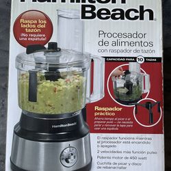 Hamilton Beach Food Processor & Vegetable Chopper for Slicing, Shredding, Mincing, and Puree, 10 Cups + Easy Clean Bowl Scraper, Black and Stainless S
