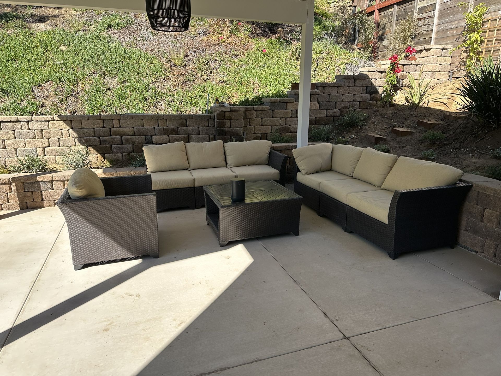 7 Seat Modular Sectional Outdoor Sofa With Armchair And Coffee Table