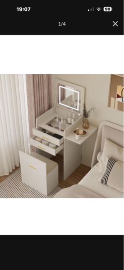 White Makeup Vanity Desk