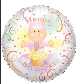 Happy 1st Birthday Foil Balloon Girl