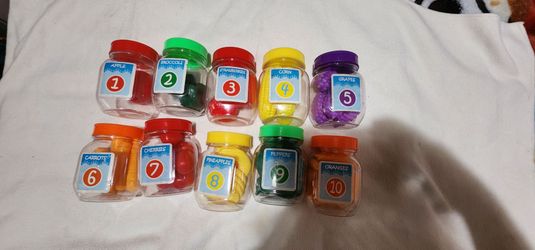 Kids Counting Fruit & Veggie Jar Toy Set