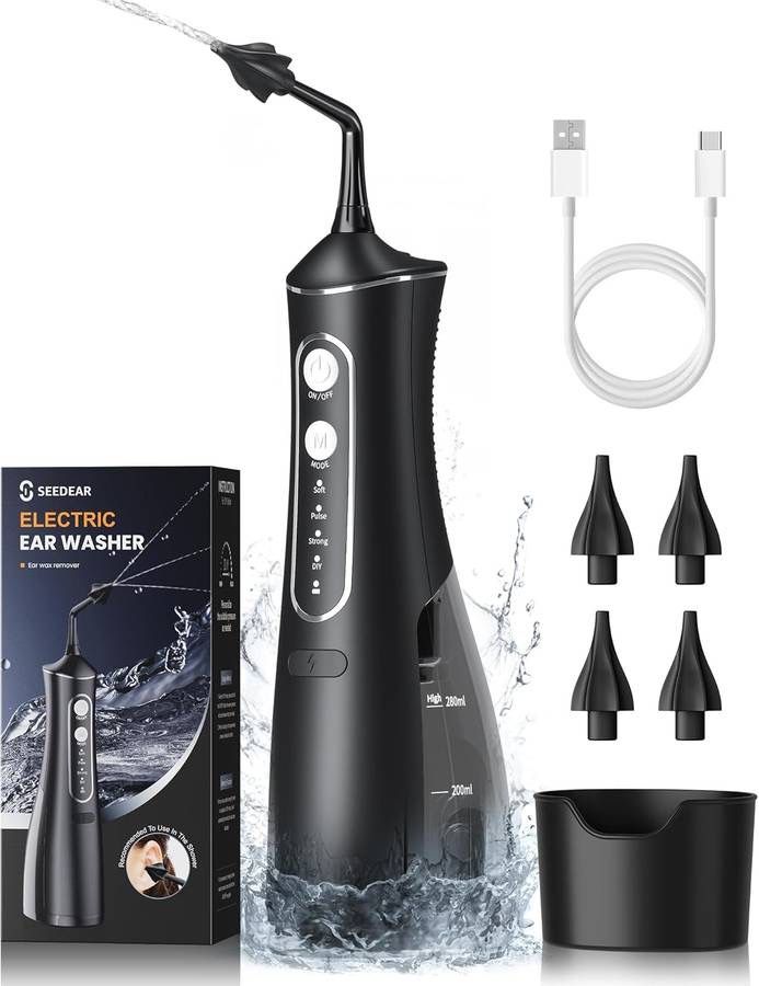 new Ear Wax Removal Kit - Electric Ear Cleaner with DIY Water Pressure - Ear Cleaning Kit - Ear Irrigation Flushing System - Earwax Removal Tool for E
