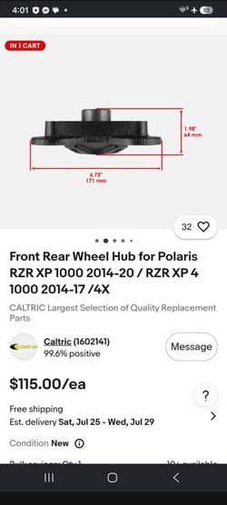Front/Rear Wheel Hub Polaris RZR