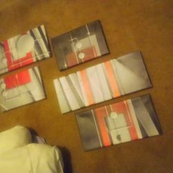 5 Red Black White And Gray Canvas Pictures,$15For All
